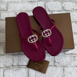 Gucci Rhinestone Thong Slippers